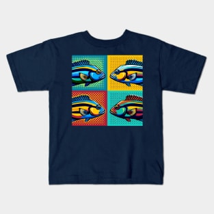 Pop Bluestreak Cleaner Wrasse Art - Trendy Marine Life Kids T-Shirt